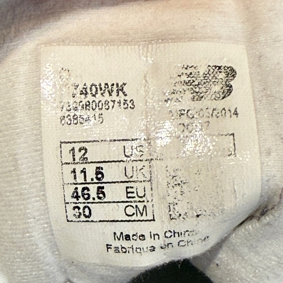 Men’s NEW BALANCE P740 James Worthy black/white high top sneakers- Size 12 - Picture 10 of 11